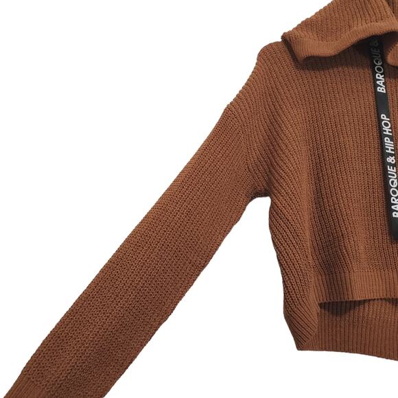 NWT Baroque & Hip Hop Soft Knit Hooded Crop Sweater - Picture 4 of 8